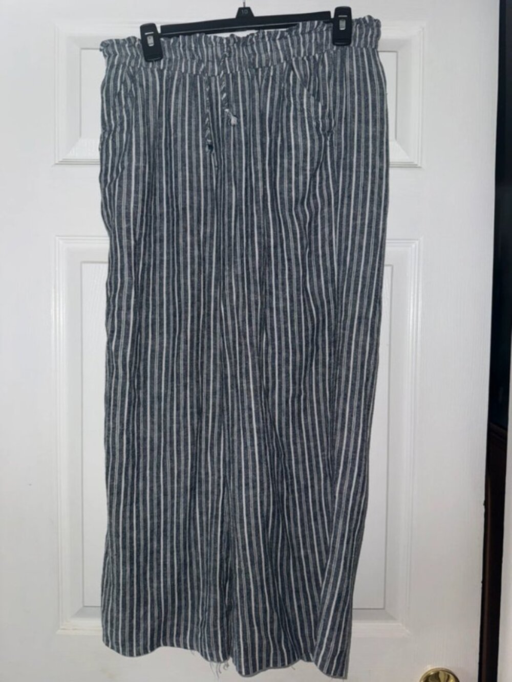 SO Blue Stripe Wide Leg Pants White Size L